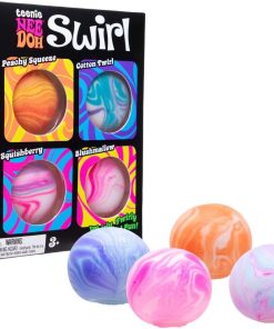 Schylling NeeDoh Teenie Swirl 4 Pack - Sensory Squeeze Toy - 1.5 in Diameter - Colors May Vary