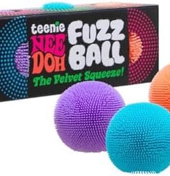Schylling Teenie NeeDoh 3-Pack Mini Sensory Fuzz Balls with Velvet Texture and Soft Squish. Ages 3 and Up
