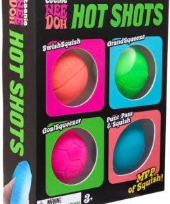 Schylling NeeDoh Hot Shot Teenie Needoh 4 Pack - Sensory Squeeze Toy - 1.5 in Diameter - Colors May Vary