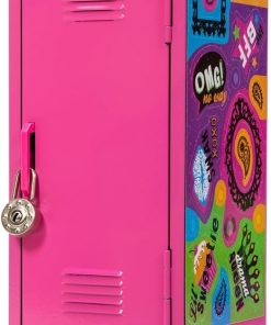 Schylling Girls Talk Pink Mini Locker - 11.25 Decorative Metal Storage Locker with 17 Mix-and-Match Magnets. Lock. and Keys - Ages 4-12