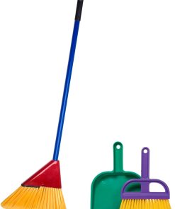 Schylling Children-s Broom Set - Kids Pretend Play Cleaning Kit - Includes Broom. Dustpan. and Brush - Ages 3 and Up