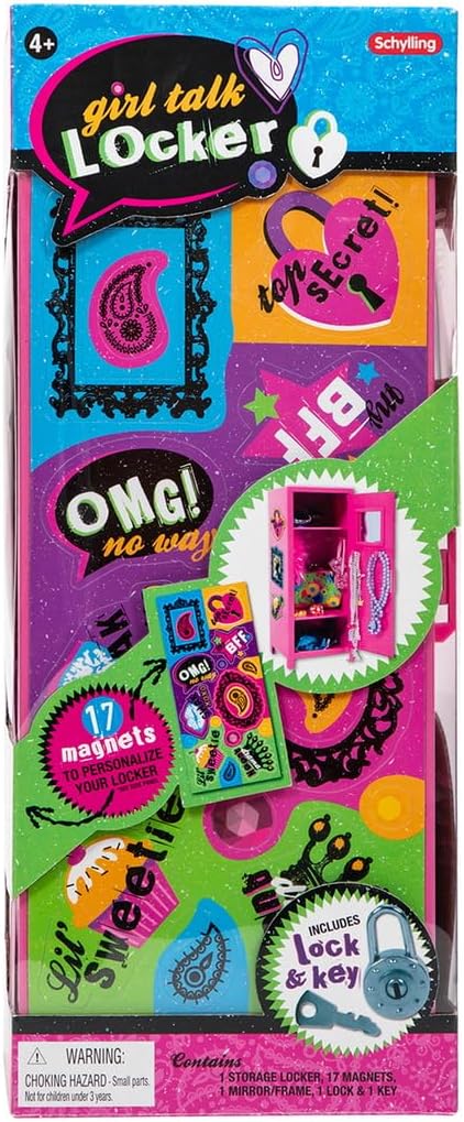 Schylling Girls Talk Pink Mini Locker - 11.25 Decorative Metal Storage Locker with 17 Mix-and-Match Magnets. Lock. and Keys - Ages 4-12 - Image 6