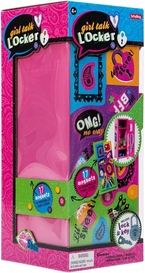 Schylling Girls Talk Pink Mini Locker - 11.25 Decorative Metal Storage Locker with 17 Mix-and-Match Magnets. Lock. and Keys - Ages 4-12 - Image 3