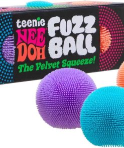 Schylling Teenie NeeDoh Fuzz Ball - Mini Sensory Toy with a Velvet Texture and Soft Cloud Squish - Color May Vary; Three Fuzz Balls Per Pack