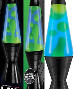 Lava The Original Lamp - 14.5” Vinyl Record Grooved Base - Classic Liquid Motion Lamp - Yellow and Blue Liquid - Item #2020 (Amazon Exclusive)