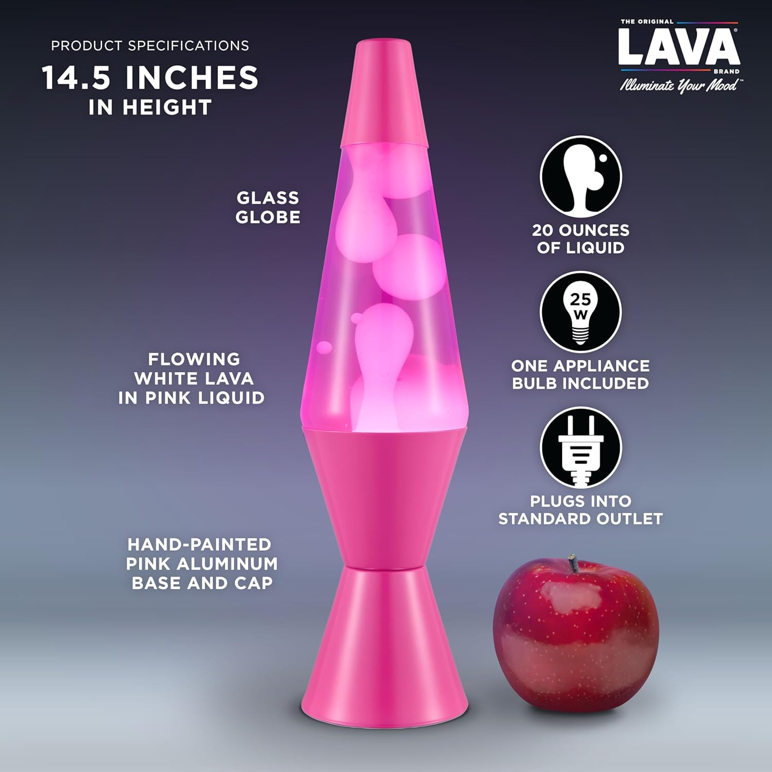Lava The Original Lamp - New 14.5 Wild Pink ?C Classic Liquid Motion Lamp - White Wax and Pink Liquid - Item #2361 (Amazon Exclusive) - Image 3