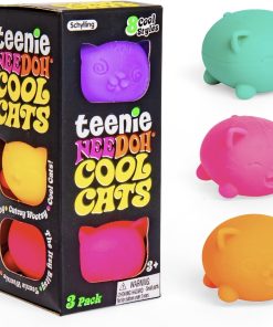Schylling NeeDoh Teenie Cool Cat - Sensory Squeeze Toy - Contains 3 Mini Groovy Globs - 1.5 Wide - Color May Vary (Pack of 1)