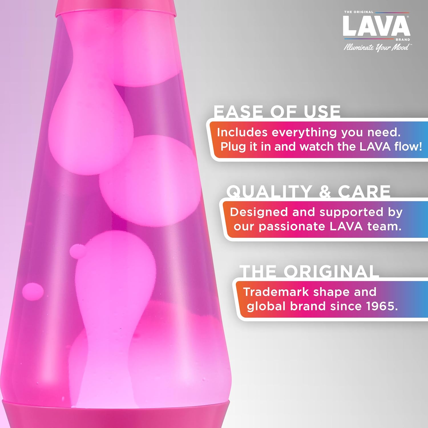 Lava The Original Lamp - New 14.5 Wild Pink ?C Classic Liquid Motion Lamp - White Wax and Pink Liquid - Item #2361 (Amazon Exclusive) - Image 2