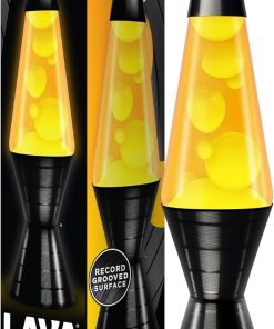Lava? Lamp - 14.5” Vinyl Record Grooved Base - The Original Motion Light - Yellow Wax and Orange Liquid - Item #2017