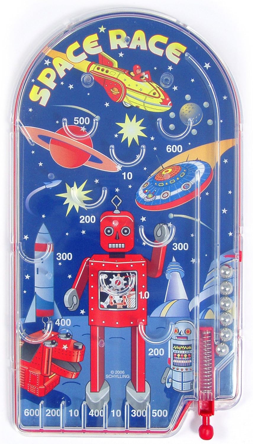 Schylling Space Race Pinball Game - Portable Retro Pinball Toy - Sturdy Construction with Lever. Metal Balls. and Classic Space Design - Ages 3 and Up - Image 2